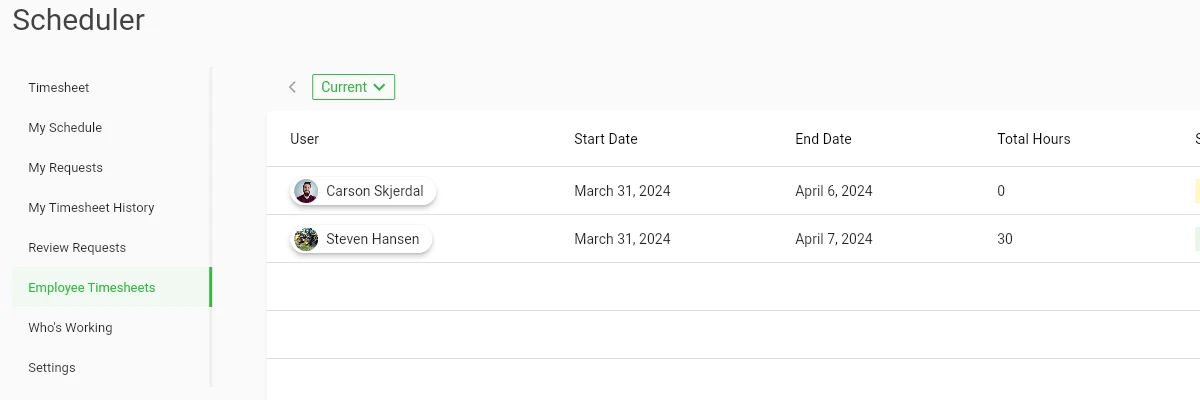 Scheduler Employee Timesheets Image